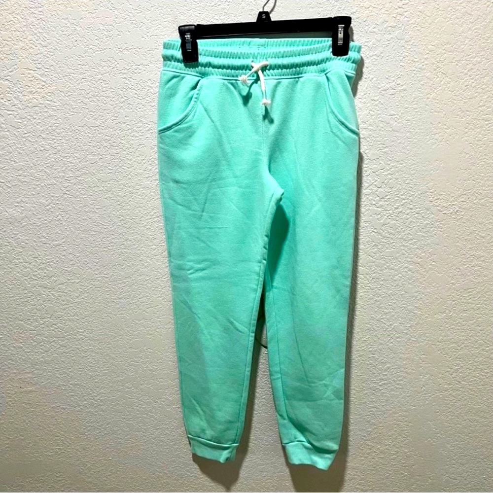 Cat & Jack Bright Seafoam Green Solid Drawstring Waist Knit Jogger Sweatpants